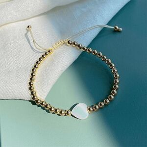 Fresh Water Pearl Heart Gold plated beaded adjustable bracelet